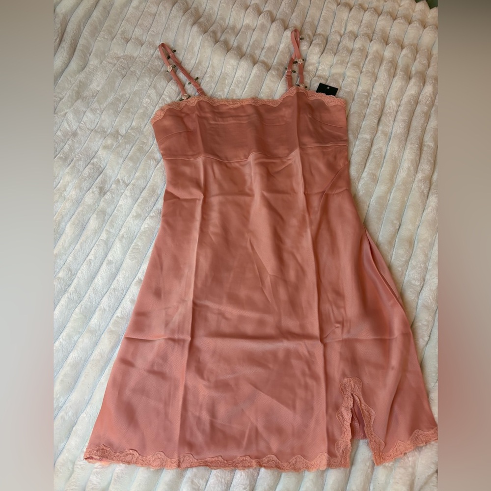 Women's Satin Slip Dress - Wild Fable Salmon Pink Size S